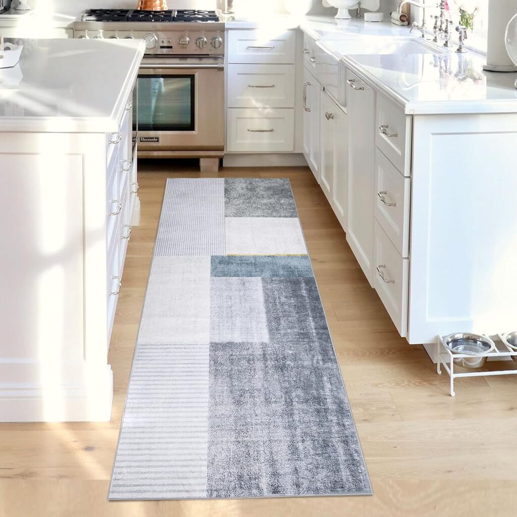 Calore Carpet Runner Rug for Hallway Runner Carpet Non Slip Washable Soft Hallway Rug Long Modern Abstract Low Pile Runner Rug for Bedroom Kitchen Home Decor (Grey/Blue/Gold, 60 x 180 cm) Calore Carpet Runner Rug for Hallway Runner Carpet Non Slip Washable Soft Hallway Rug Long Modern Abstract Low Pile Runner Rug for Bedroom Kitchen Home Decor (Grey/Blue/Gold, 60 x 180 cm)