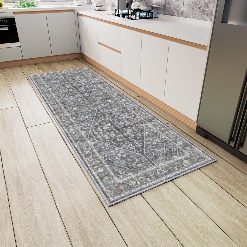 Heifgott Washable Runner Rug – 2×6 Rug Runners for Hallways 6 Feet Non Slip Vintage Kitchen Runner Rug Ultra-Thin Bathroom Runner Rugs Carpet Laundry Room Bedroom (Dark Blue/2x6FT) Heifgott Washable Runner Rug – 2×6 Rug Runners for Hallways 6 Feet Non Slip Vintage Kitchen Runner Rug Ultra-Thin Bathroom Runner Rugs Carpet Laundry Room Bedroom (Dark Blue/2x6FT)