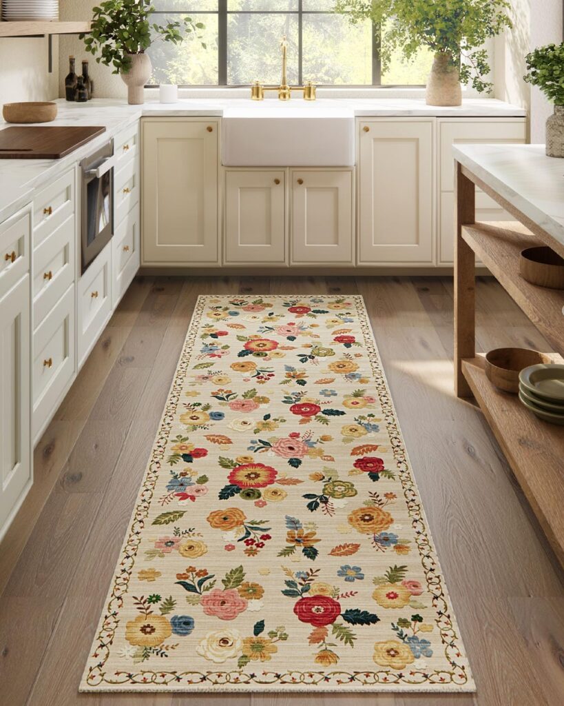 Kitchen Rugs & Mats, Machine Washable Runner Rug for Hallway, Kitchen Runners Rug with Rubber Backing Non Slip Stain Resistant Floral Floor Rug, Soft Carpet Runners for Indoor, Bedroom Kitchen Rugs & Mats, Machine Washable Runner Rug for Hallway, Kitchen Runners Rug with Rubber Backing Non Slip Stain Resistant Floral Floor Rug, Soft Carpet Runners for Indoor, Bedroom