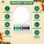 Btag SF-400 Digital Kitchen Weighing Scale | 10Kg x 1g Precision | Food Scale with LCD Display for Cooking, Baking, Meal Prep & Healthy Diet | Compact Electronic Weight Machine for Home Use.(White) - Image 3