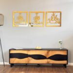 iwa concept Wooden Acrylic Triple Set of Subhanallah Alhamdulillah AllahuAkbar Calligraphy | Islamic Ramadan Wall Decorations | Modern Muslim Housewarming Gift | (16 x 16 inches, Gold) - Image 3