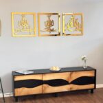 iwa concept Wooden Acrylic Triple Set of Subhanallah Alhamdulillah AllahuAkbar Calligraphy | Islamic Ramadan Wall Decorations | Modern Muslim Housewarming Gift | (16 x 16 inches, Gold) - Image 4