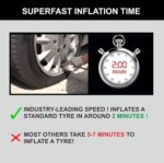 Bergmann Typhoon Digital Heavy-Duty Metal Tyre Inflator with Auto Cut-Off & LED Light (BCT-150D), 35 Liters_Per_Minute, Wine Red - Image 4