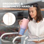 House of Quirk 1200ML Stainless Steel Tumbler with Handle & Lid, 2 Straws – Large Travel Mug Water Cup for Gym, Office & Outdoor Use (Cotton Candy Haze) - Image 4