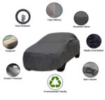 Auto Hub Car Cover Compatible with Hyundai Grand I10 with Mirror & Antenna Pocket, Dustproof, Heat Resistant, Triple Stitched, Grand I10 Car Cover- Grey - Image 5