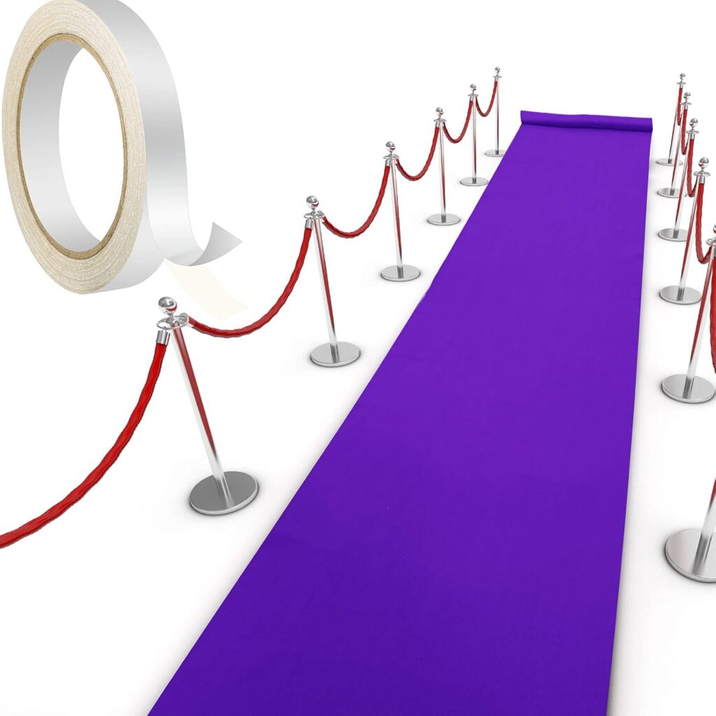 Shappy Carpet Runner Rug 55GSM Thickness with Carpet Tape Hallway Rug for Wedding Party Graduate Dance Floor Outdoor Accessories(Purple, 2.6 x 30 Feet)