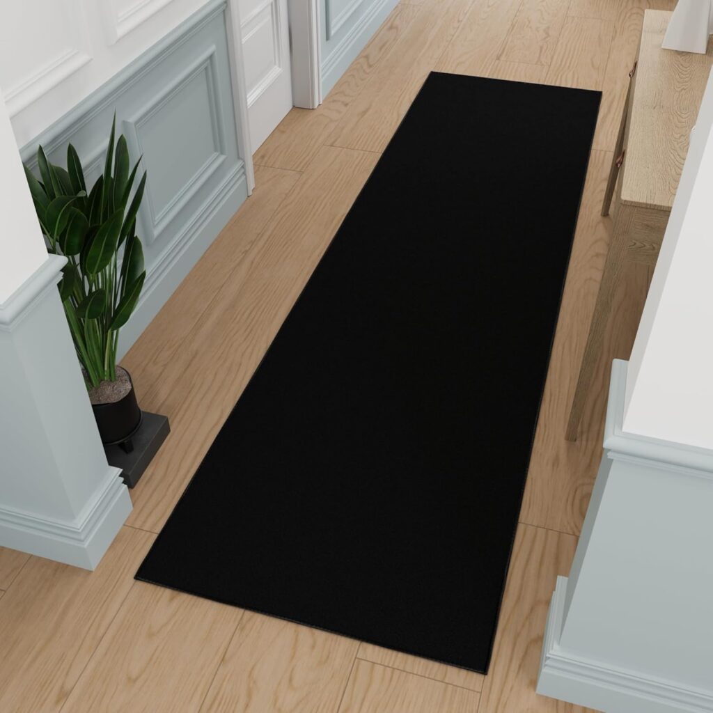 Ottomanson Machine Washable Modern Solid Design Non-Slip Rubberback 3×10 Traditional Runner Rug for Hallway, Kitchen, Bedroom, Living Room, 2’7″ x 9’10”, Black Ottomanson Machine Washable Modern Solid Design Non-Slip Rubberback 3×10 Traditional Runner Rug for Hallway, Kitchen, Bedroom, Living Room, 2’7″ x 9’10”, Black