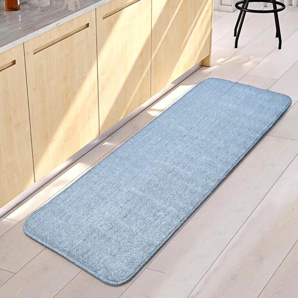 SARAL HOME Solid Runner Rug | Mottled Texture Hallway | Simple Modern Bedside Carpet | Non Slip Kitchen Anti Skid Side Floor Mat | for Foyer Kitchen Counter Side Bedroom|Turquoise 43×120 CM