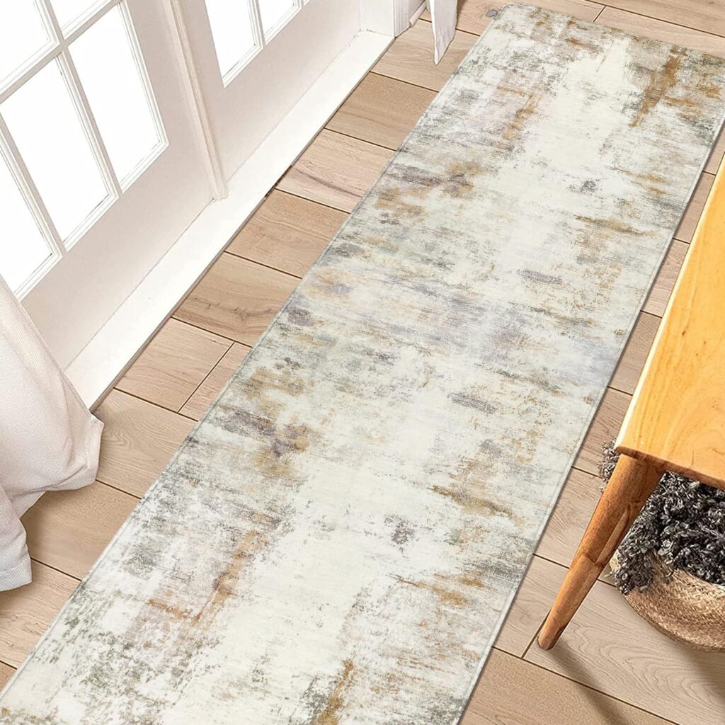 famibay Hallway Runner Rug 10 ft，Modern Washable Rug Runners for Hallways Non Slip Soft Wool Hallway Carpet Runner Low Pile Modern Abstract Long Runner Rugs for Hallway Kitchen Bathroom