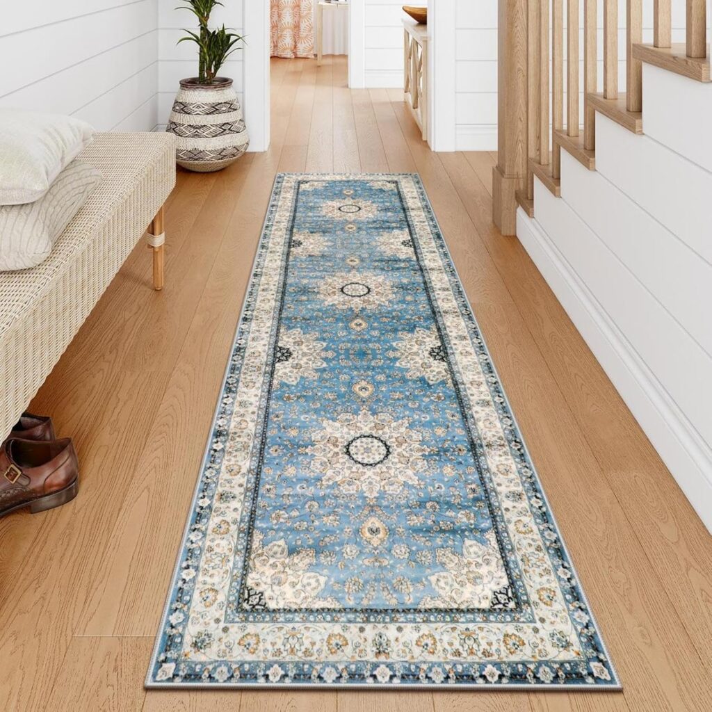 Lahome Oriental Floral Medallion Runner Rug – 2×7 Blue Hallway Runner Rug, Non-Slip Machine Washable Low-Pile Kitchen Entryway Mat Indoor Throw Carpet for Bedside Laundry Bathroom Lahome Oriental Floral Medallion Runner Rug – 2×7 Blue Hallway Runner Rug, Non-Slip Machine Washable Low-Pile Kitchen Entryway Mat Indoor Throw Carpet for Bedside Laundry Bathroom