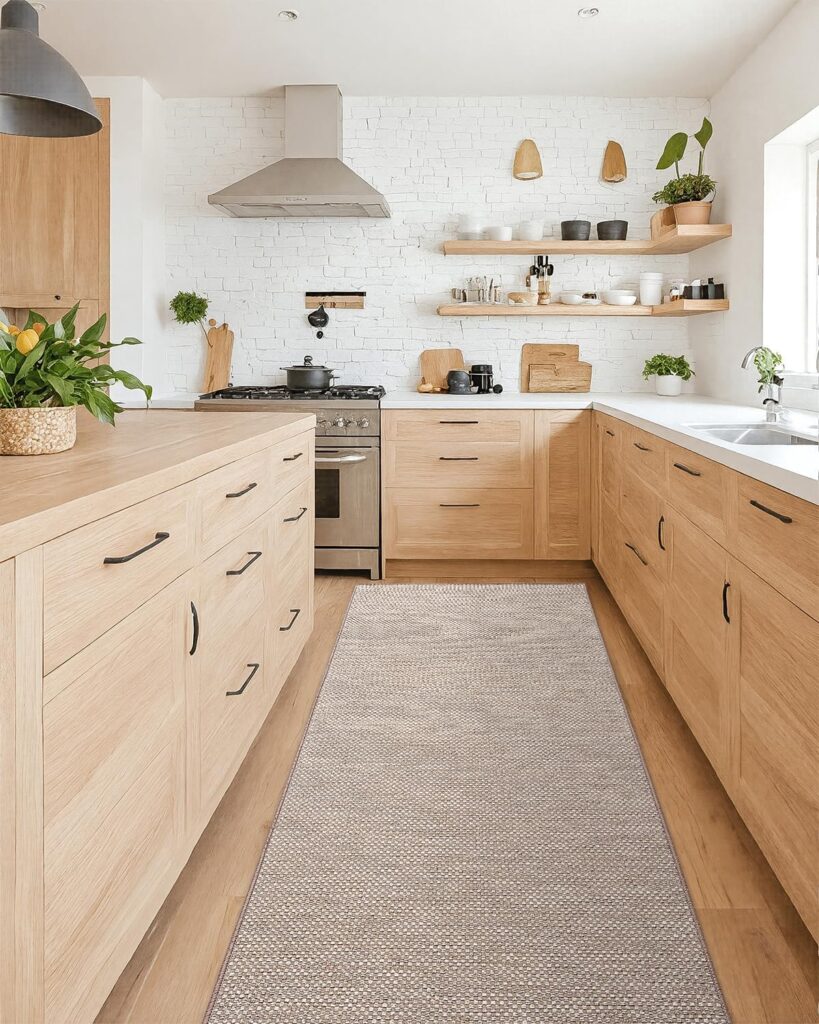 Color&Geometry Kitchen Rugs and Mats Non Slip Washable, Absorbent,Woven Kitchen Runner Rug Easy to Clean Kitchen Floor Mats for in Front of Sink, Laundry Room, Hallway, 61 x183 cm, Khaki