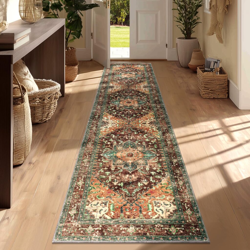 Yamaziot Washable Runner Mat, 2×8 Non-Slip Boho Vintage Hallway Rug Runner with Rubber Backing, Stain Resistant and Low Pile Faux Wool Soft Carpet Runner for Bedroom, Kitchen, Laundry, Entrance Yamaziot Washable Runner Mat, 2×8 Non-Slip Boho Vintage Hallway Rug Runner with Rubber Backing, Stain Resistant and Low Pile Faux Wool Soft Carpet Runner for Bedroom, Kitchen, Laundry, Entrance