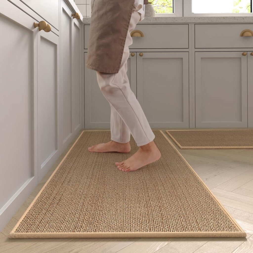 2 Pack Kitchen Rugs Set Long Kitchen Mats for Floor, Kitchen, Rug Non-Slip Washable Jute Kitchen Rug Gray Runner Rugs Hallway, 44cm*75cm + 44cm*120cm (Brown) 2 Pack Kitchen Rugs Set Long Kitchen Mats for Floor, Kitchen, Rug Non-Slip Washable Jute Kitchen Rug Gray Runner Rugs Hallway, 44cm*75cm + 44cm*120cm (Brown)