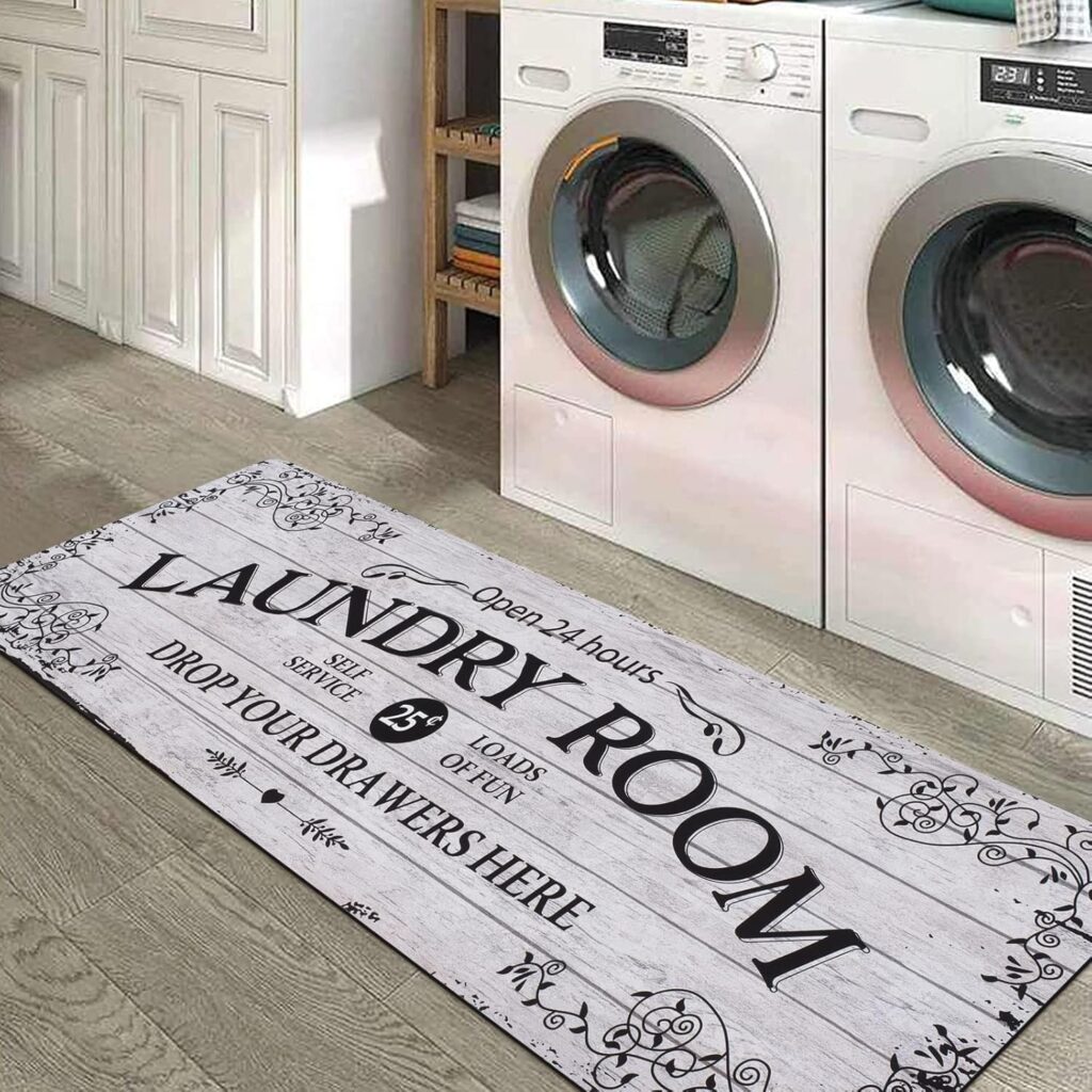 Farmhouse Laundry Room Rug Runner, 20″x59″ Non-Slip Washable Floor Carpet for Laundry Room, Mudroom, Kitchen, Bathroom, Hallway Decor – Grey Farmhouse Laundry Room Rug Runner, 20″x59″ Non-Slip Washable Floor Carpet for Laundry Room, Mudroom, Kitchen, Bathroom, Hallway Decor – Grey