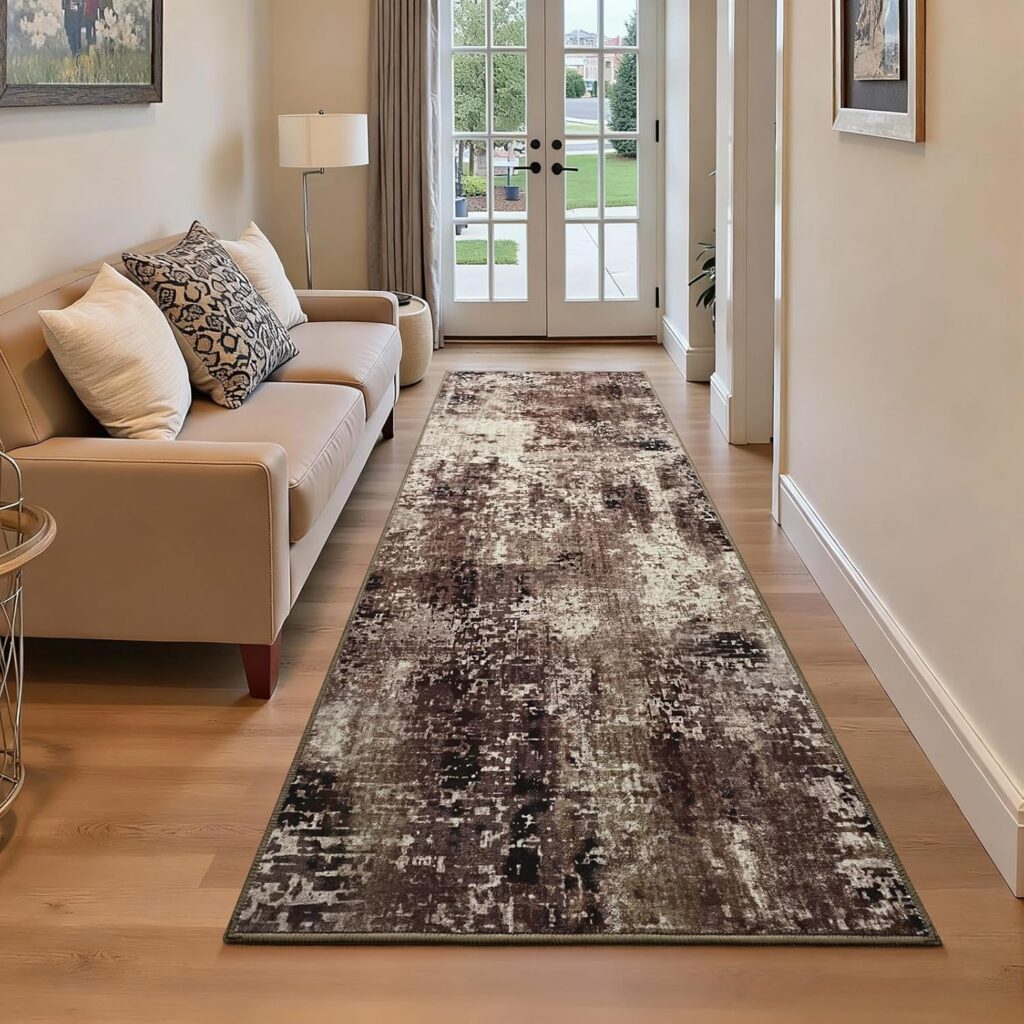 Runner Rug for Kitchen Coffee Hallways Runner Rug Non Slip 2’6”x8′ Washable Brown Long Runner Rugs with Rubber Backing Soft Abstract Carpet Runner for Entryway, Kitchen, Bedroom, Bathroom Runner Rug for Kitchen Coffee Hallways Runner Rug Non Slip 2’6”x8′ Washable Brown Long Runner Rugs with Rubber Backing Soft Abstract Carpet Runner for Entryway, Kitchen, Bedroom, Bathroom