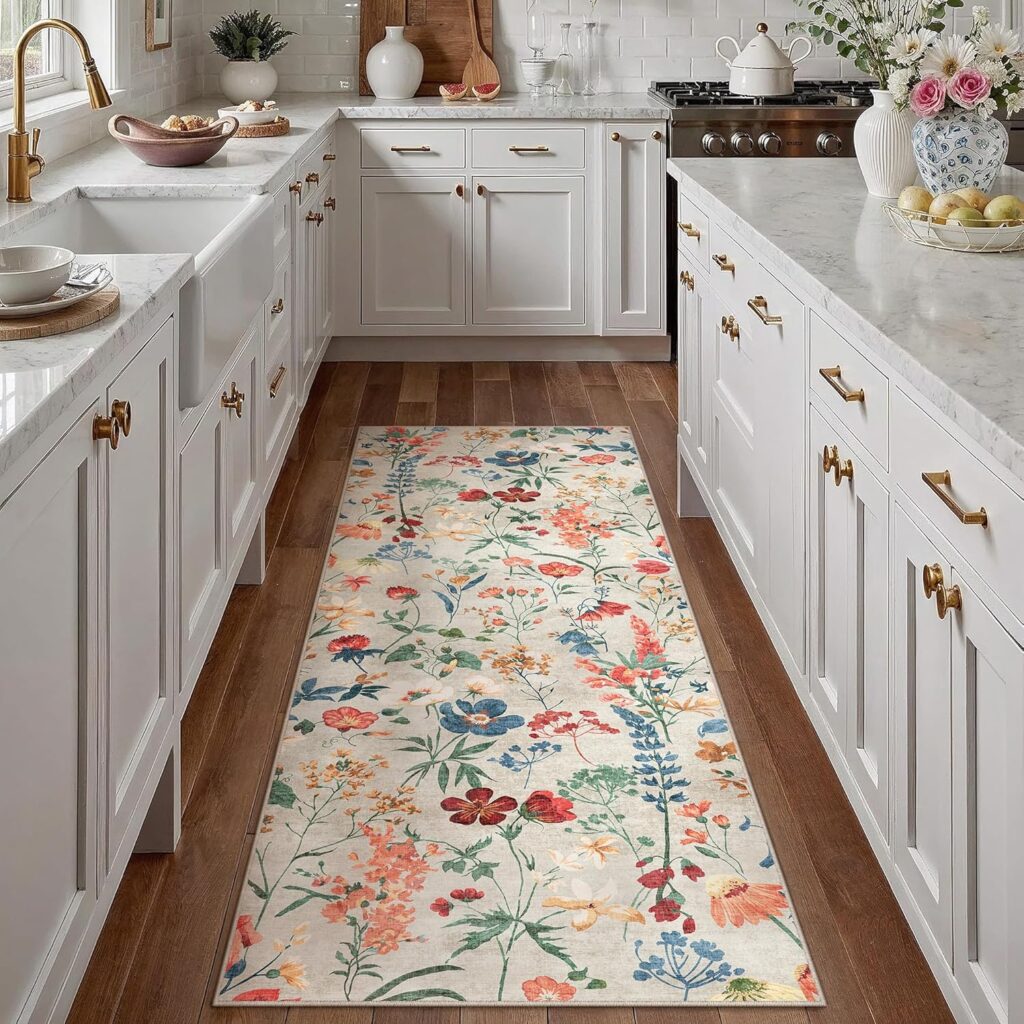 Floral Runner Rug 2×6 Washable Hallway Long Beige Bedroom Carpet Non Slip Indoor Boho Kitchen Low Pile Accent Rug Lightweight Soft for Bathroom Dining Laundry Living Room Floral Runner Rug 2×6 Washable Hallway Long Beige Bedroom Carpet Non Slip Indoor Boho Kitchen Low Pile Accent Rug Lightweight Soft for Bathroom Dining Laundry Living Room