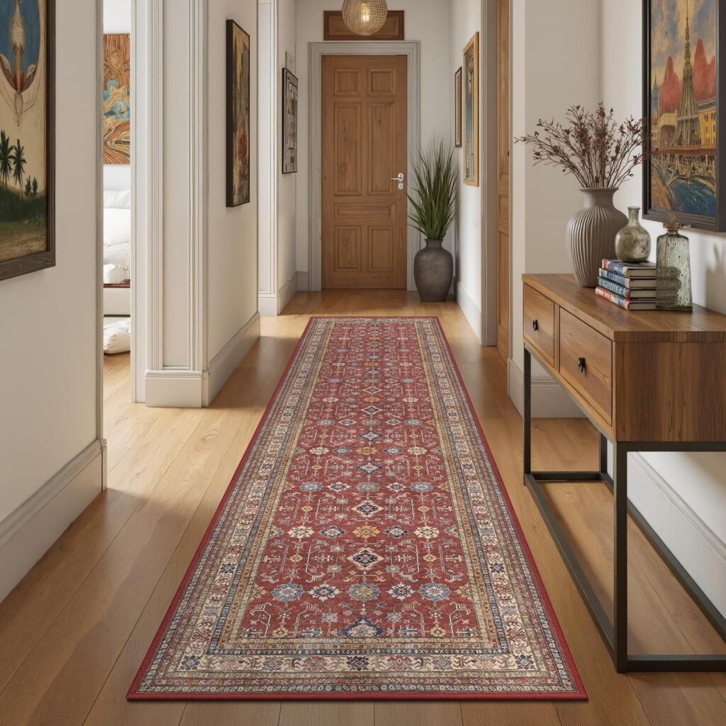 Rugland 2’6×8′ Runner – Stain Resistant Entryway Rug, Anti Slip Backing Hallway Runner Rug, Vintage Tribal Area Rugs(TPR10-Burgundy, 2’6×8′) Rugland 2’6×8′ Runner – Stain Resistant Entryway Rug, Anti Slip Backing Hallway Runner Rug, Vintage Tribal Area Rugs(TPR10-Burgundy, 2’6×8′)