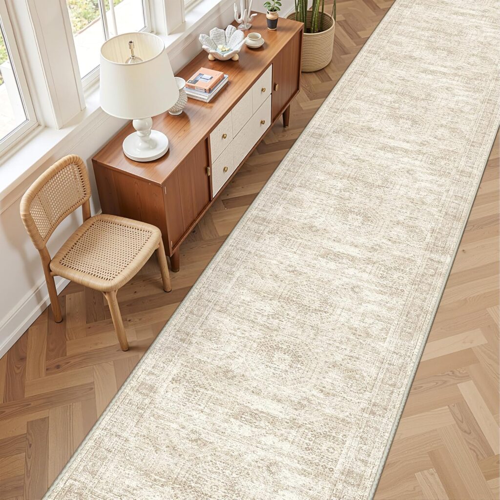 3×14 Washable Runner Rug for Hallway, Non-Slip Long Hallway Runner for Entryway, Soft Vintage Kitchen Mats for Floor, Abstract Dining Room, Bedroom, Living Room Rugs(3’x14′, Beige/Ivory) 3×14 Washable Runner Rug for Hallway, Non-Slip Long Hallway Runner for Entryway, Soft Vintage Kitchen Mats for Floor, Abstract Dining Room, Bedroom, Living Room Rugs(3’x14′, Beige/Ivory)