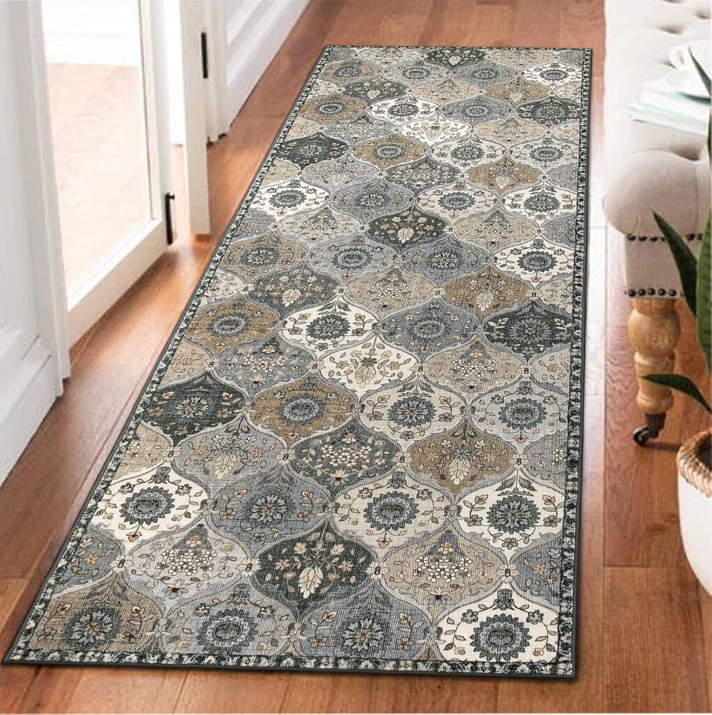 Lahome Moroccan Trellis Kitchen Runner Rug, 2×5 Washable Runners for Hallways Non Slip Soft Hallways Rug Ultra-Thin Vintage Long Carpet for Bedroom Bathroom, Grey Lahome Moroccan Trellis Kitchen Runner Rug, 2×5 Washable Runners for Hallways Non Slip Soft Hallways Rug Ultra-Thin Vintage Long Carpet for Bedroom Bathroom, Grey