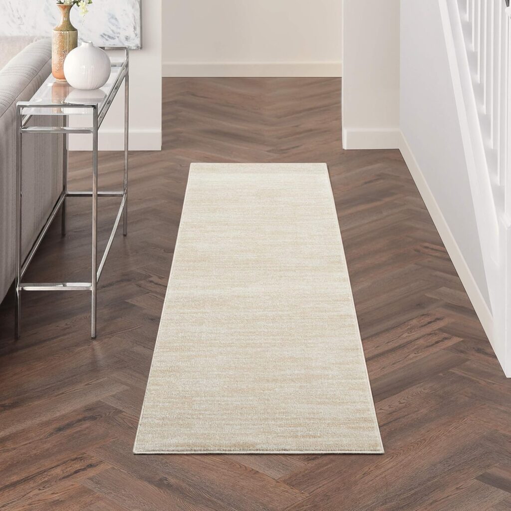 Nourison Essentials Solid Contemporary Ivory Beige, Runner Rug, 2′ x 6′