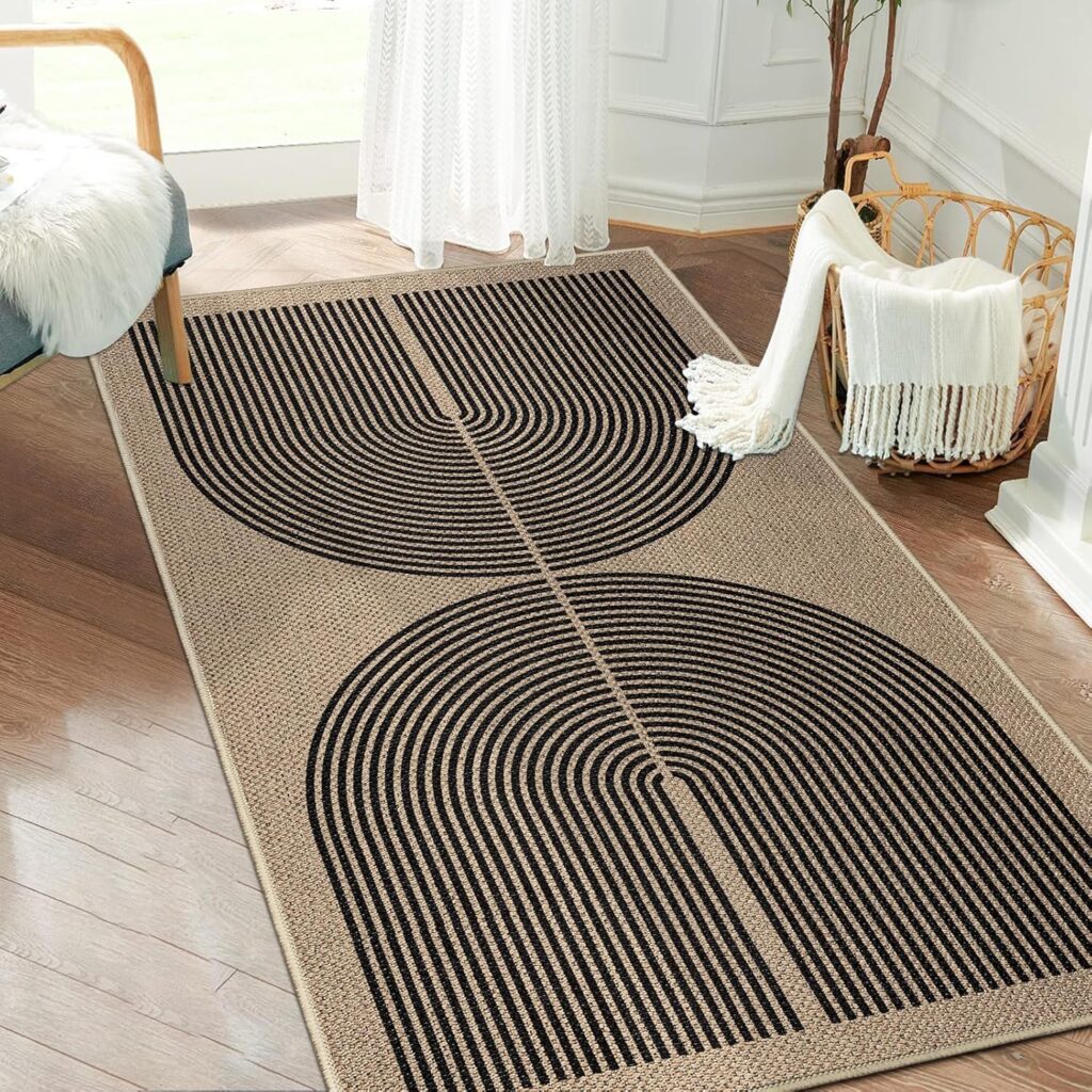 Capslpad Runner Rug 80 x 150 cm Jute Look Kitchen Rug Washable Natural Rug Black Non-Slip Living Room Hallway Entryway Kitchen Bedroom Balcony Capslpad Runner Rug 80 x 150 cm Jute Look Kitchen Rug Washable Natural Rug Black Non-Slip Living Room Hallway Entryway Kitchen Bedroom Balcony