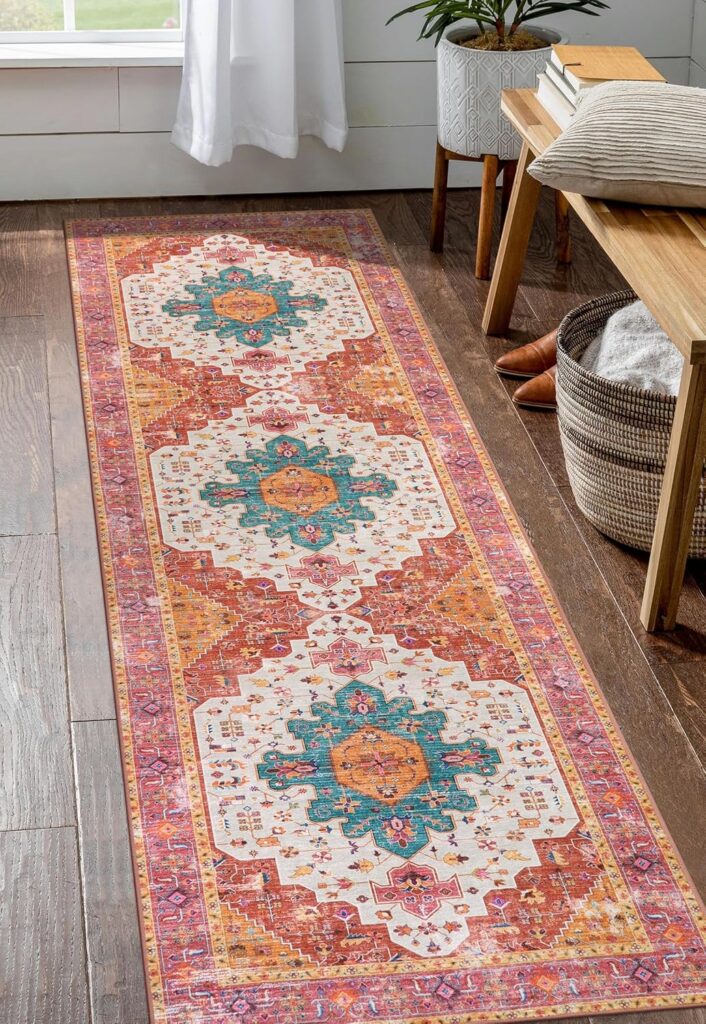 Moynesa Ultra-Thin Washable Pink Runner Rug – Washable Long Hallway Rug Runner Kitchen Mat, Oriental Medallion Laundry Room Carpet Runner for Powder Dressing Room Cabinet Bedside Bathroom, 2′ x 6′ Moynesa Ultra-Thin Washable Pink Runner Rug – Washable Long Hallway Rug Runner Kitchen Mat, Oriental Medallion Laundry Room Carpet Runner for Powder Dressing Room Cabinet Bedside Bathroom, 2′ x 6′