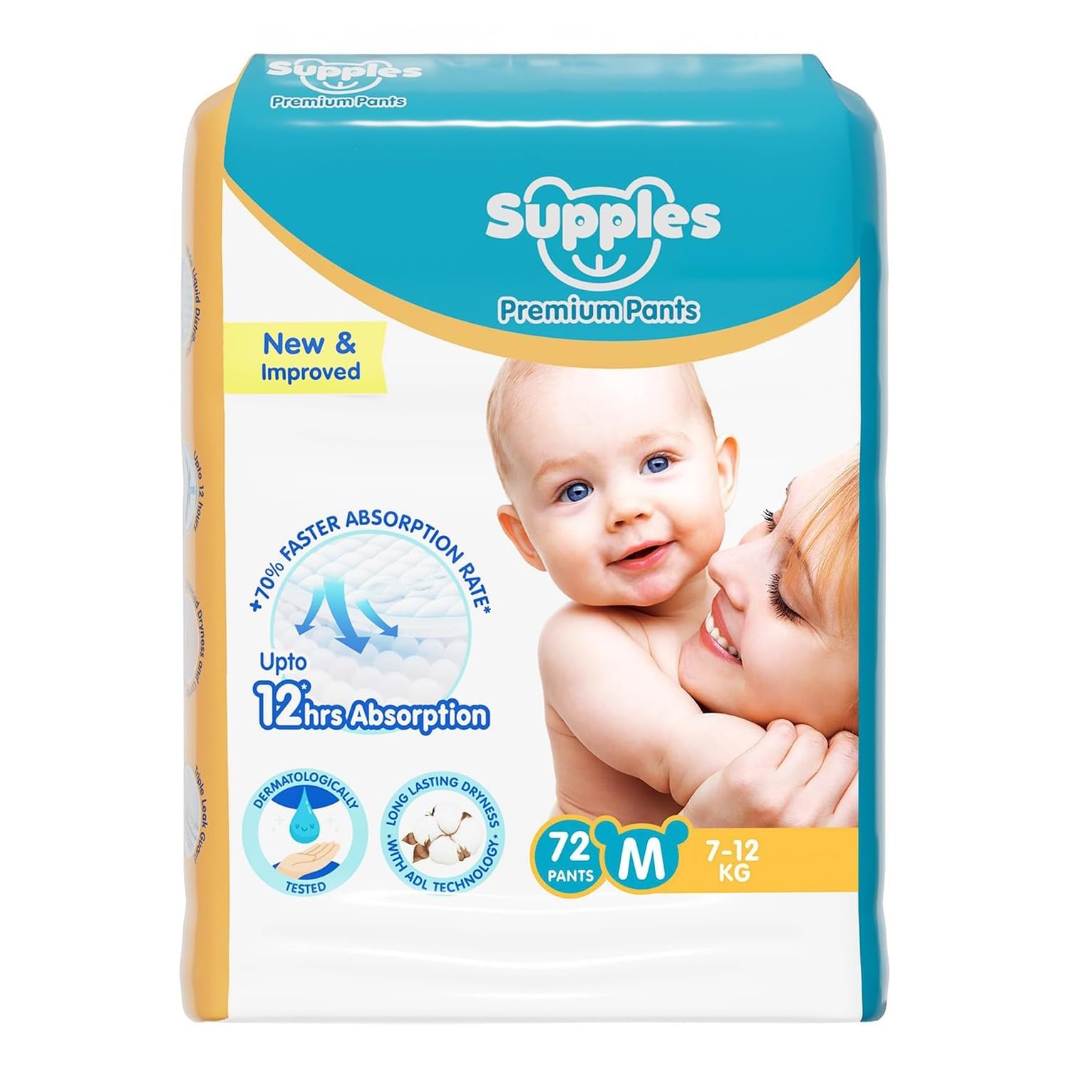 Amazon Brand - Supples Premium Baby Diaper Pants | 72 *