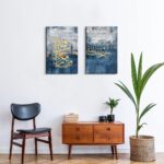 BPA® Islamic Canvas Wall Art, Arabic wall art calligraphy, Framed Large, 16x24 cm Set Muslim Quran Paintings,Office (Blue) - Image 2