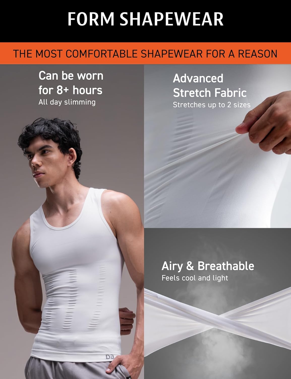 DAMENSCH Form Shapewear for Men, Comfortable and Stretchy Body Shaper for Man, Posture Correcting Tummy Tucker, Breathable Compression T Shirt, Ideal for Parties Shirt Tucker for Men Formal - Image 2