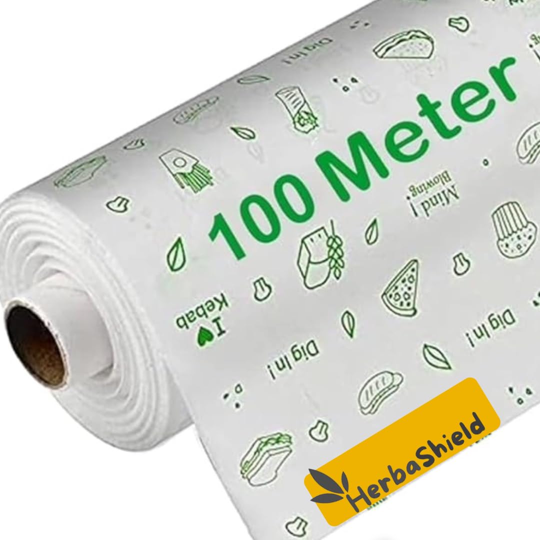 Herbal 100 Meter Food Wrapping Paper Roll - Premium Non-Stick *