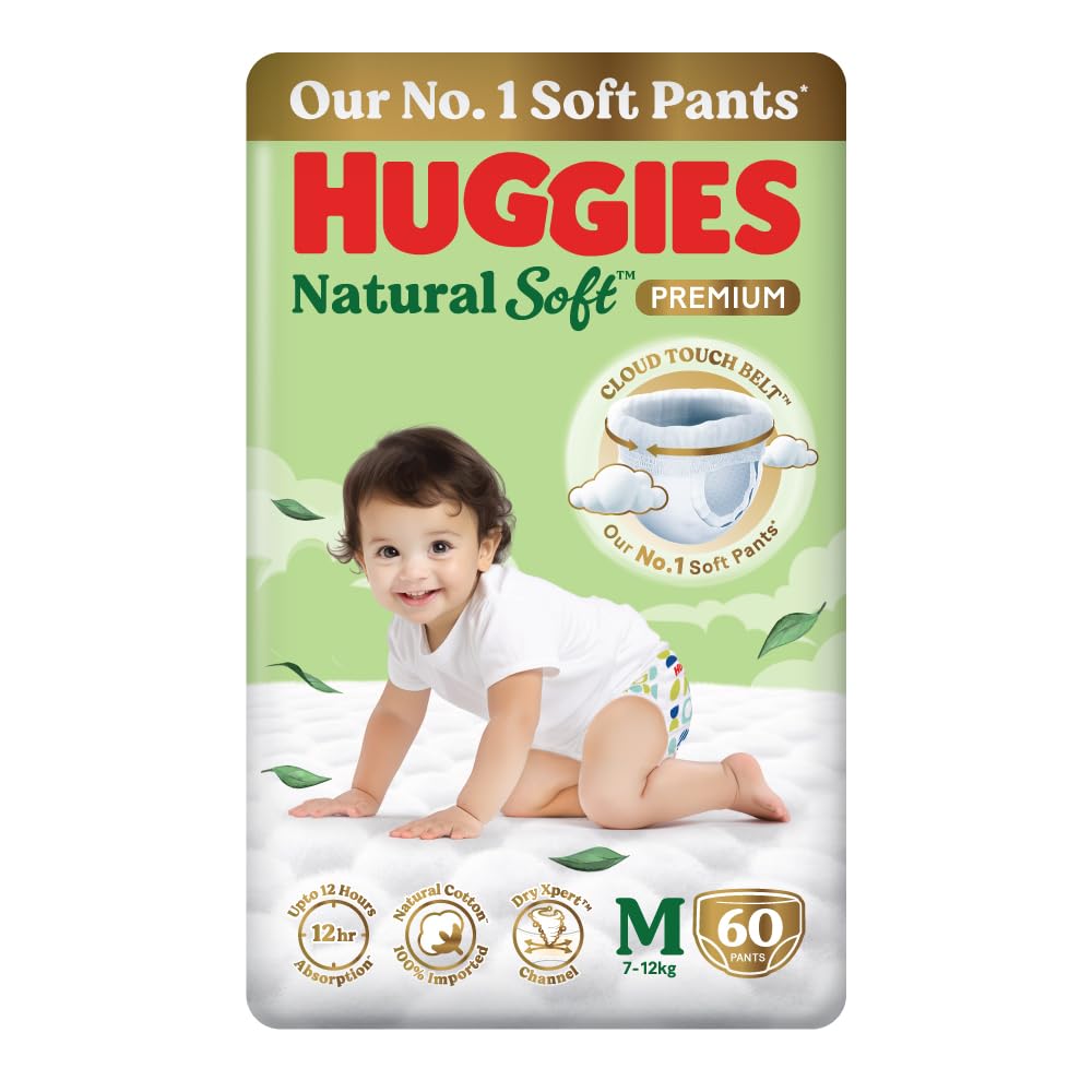 Huggies Natural Soft Premium Baby Diaper Pants, Our No.1 Soft *