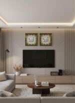 Islamic Wall Art Set, Sacred Arabic Calligraphy Allah and Muhammad Names, Gold Green Frame, 29x29cm Each, 2-Piece Decorative Canvas Prints for Home, Living Room, Prayer Space - Image 2