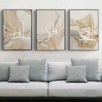 LYBOHO Islamic Arab Calligraphy Canvas Painting, Poster Islamic Allah Quotes Silver Marble Background, Paintings for Wall Decoration, Unframed (Islam-Gold 3, 3 Pieces - Image 2