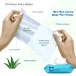 Mee Mee Wet Wipes for Baby Skin with Aloe Vera | 72 Wipes x Pack of 3-216 Wipes | Paraben Free, Fragrance Free, pH Balanced, Dermatologically Safe, Baby Wipes Combo | Pack With Lid - Image 2