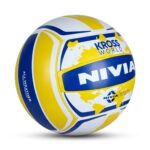 NIVIA Kross World Volleyball, Training Ball, 18 Panels, Rubber Machine Stitched with Smooth Surface Matt, Latex Bladder, Training Ball Standard, to Play on Outdoor Surfaces (Size - 4, Yellow/Blue) - Image 2