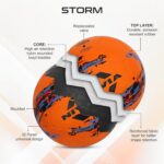 Nivia Storm Football, As Per Basic Standard, Training Ball, 32 Panels, Durable Rubber Cover Molded, Butyl Threadwounded Bladder, to Play On Hard Ground (Size - 5, Orange) - Image 2