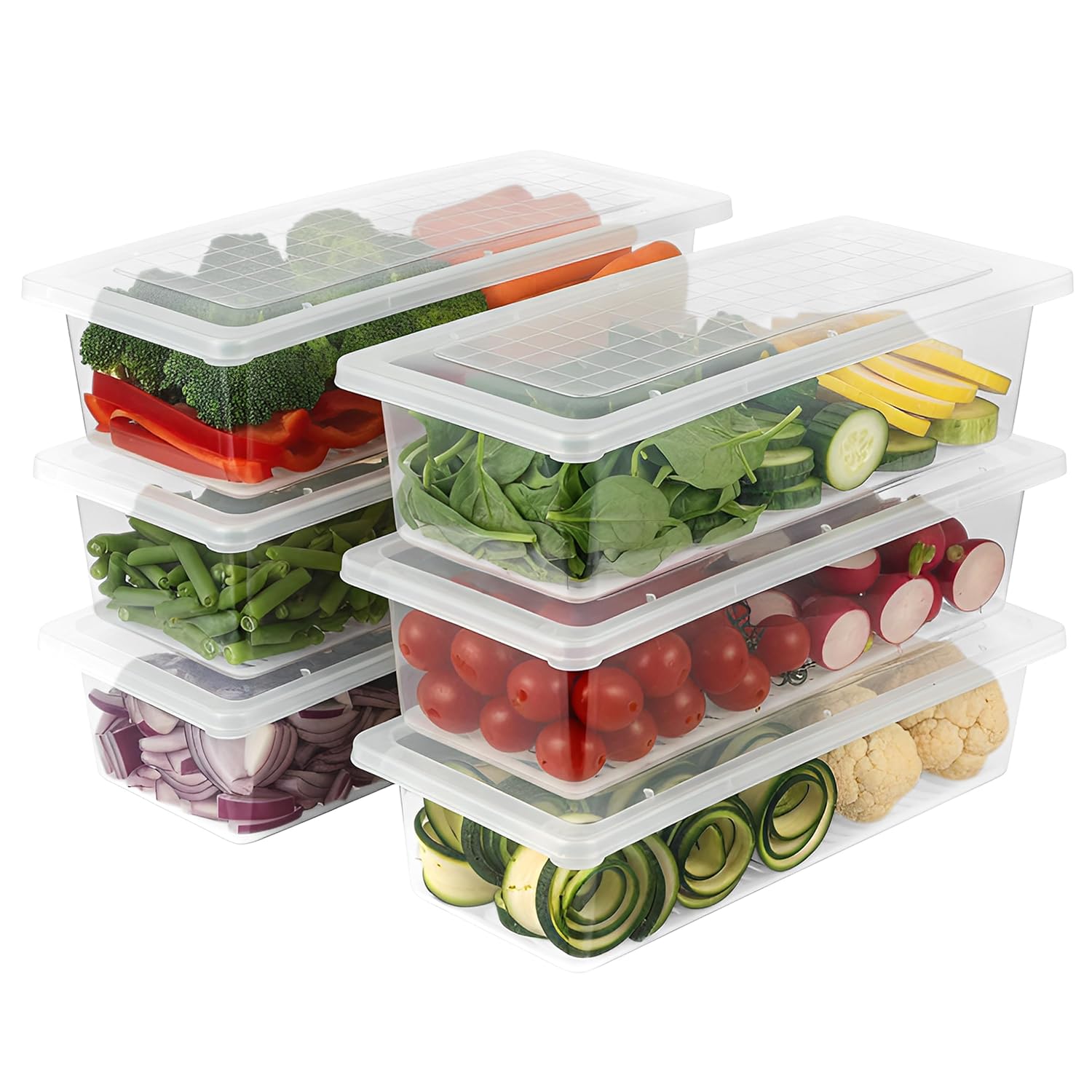 VOLTURI Fridge Storage Containers (Pack of 6), Fridge Organiser Storage *