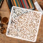 FINGERINSPIRE Arabic Alphabet Calligraphy Stencil 11.8x11.8 inch Messy Writing Stencil Plastic Arabic Alphabet Words Patterns Template Reusable DIY Craft and Decor Template for Home Wall Decor - Image 3