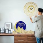 Ramadan Decorations Metal Islamic Silent Clock, Arabic Calligraphy Eid Wall Decorations, Modern Muslim Quran Wall Art Housewarming Gift (A) - Image 3