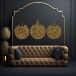 EMAAZZ LLC Set of 3 Ayatul Kursi, Surah Al Falaq, Surah An Nas Islamic Acrylic Wall Art, Quran Decoration, Arabic Calligraphy, Home Decoration, islamic Decore for Pray Room Decorations (Gold) - Image 3