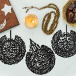 Yookeer 3 Pieces Islamic Wall Decor Muslim Gift Art For Living Room Calligraphy Indoor Wooden Home Bedroom (Black) - Image 3