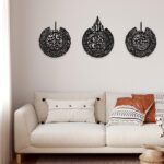 Yookeer 3 Pieces Islamic Wall Decor Muslim Gift Art For Living Room Calligraphy Indoor Wooden Home Bedroom (Black) - Image 6