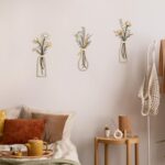 Metal Flowers Wall Arts, Rustic Farmhouse Decor Beige Minimalist Flower Wall Decors for Living room Bathroom Bedroom Dining Room, Housewarming Gifts, 3 Pieces, Beige Gold - Image 4