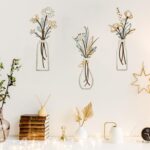 Metal Flowers Wall Arts, Rustic Farmhouse Decor Beige Minimalist Flower Wall Decors for Living room Bathroom Bedroom Dining Room, Housewarming Gifts, 3 Pieces, Beige Gold - Image 5