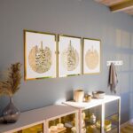 Islamic Wall Art Set, 3 Pieces Ayatul Kursi Calligraphy, 30 x 40 cm, Gold on White Frame - Image 4