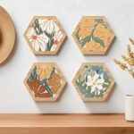 Boho Farmhouse Wooden Wall Decor Set, 4 Pieces Rustic Geometric Wall Art for Living Room, Bedroom, Entryway, Modern Wood Hanging Ornaments with Natural Finish(9.8 Inches) - Image 4
