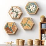 Boho Farmhouse Wooden Wall Decor Set, 4 Pieces Rustic Geometric Wall Art for Living Room, Bedroom, Entryway, Modern Wood Hanging Ornaments with Natural Finish(9.8 Inches) - Image 5