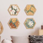 Boho Farmhouse Wooden Wall Decor Set, 4 Pieces Rustic Geometric Wall Art for Living Room, Bedroom, Entryway, Modern Wood Hanging Ornaments with Natural Finish(9.8 Inches) - Image 6