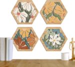 Boho Farmhouse Wooden Wall Decor Set, 4 Pieces Rustic Geometric Wall Art for Living Room, Bedroom, Entryway, Modern Wood Hanging Ornaments with Natural Finish(9.8 Inches) - Image 8