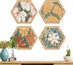 Boho Farmhouse Wooden Wall Decor Set, 4 Pieces Rustic Geometric Wall Art for Living Room, Bedroom, Entryway, Modern Wood Hanging Ornaments with Natural Finish(9.8 Inches) - Image 9
